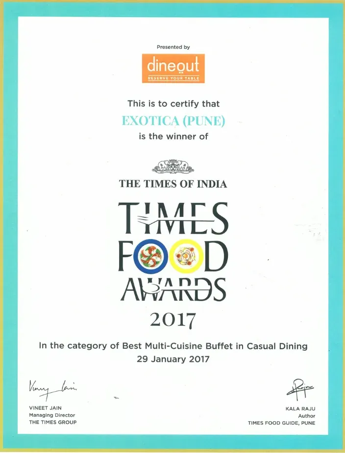 Best Multi-Cuisine Buffet in Casual Dining 2017 – The Times of India – Times Food Awards