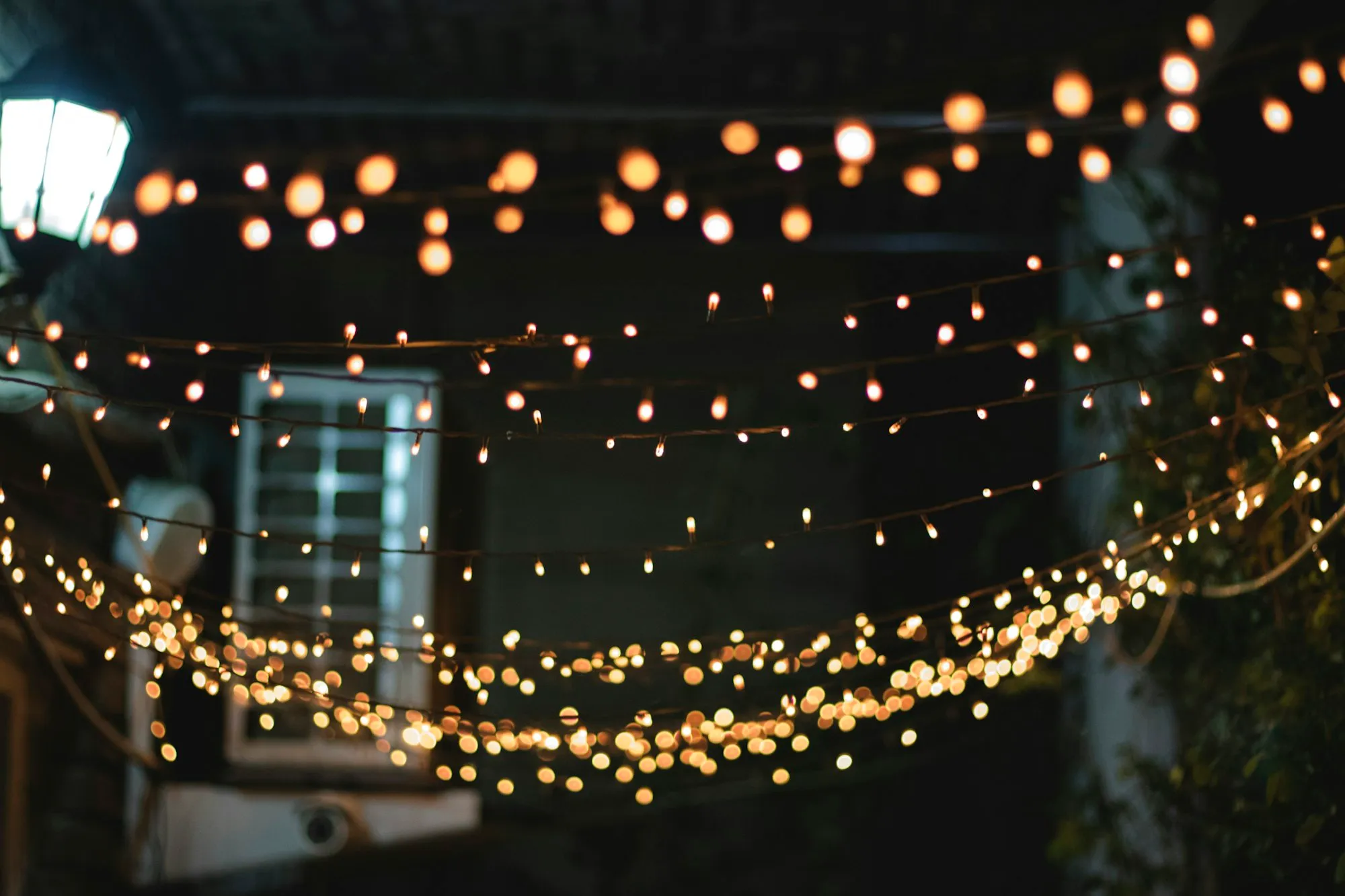 Warm lights on the rooftop