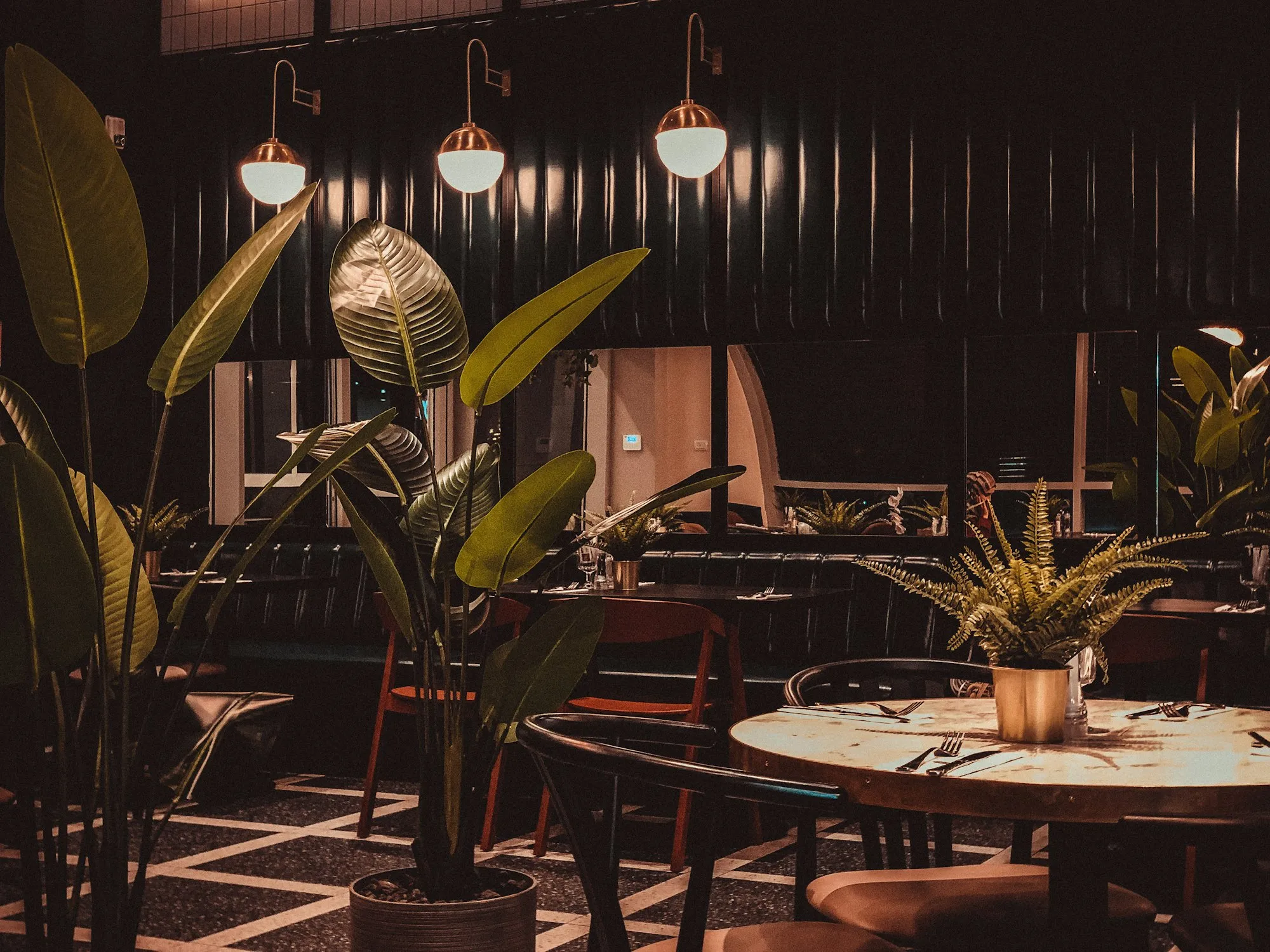 Lounge seating among plants